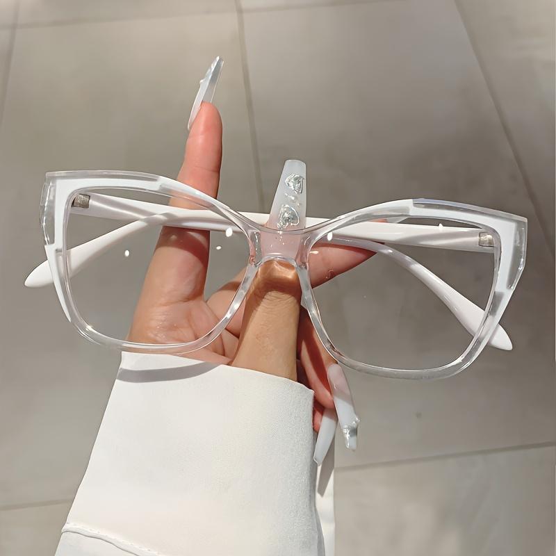 Cat Eye Color Block Frame Clear Lens Glasses Leopard Fashion Computer Spectacles For Women