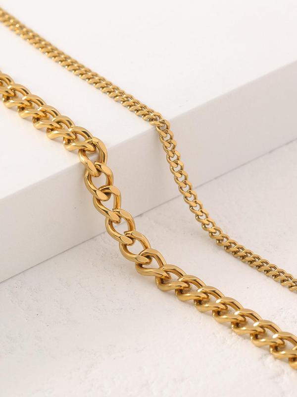 Simple Plain Stainless Steel Anklet, 2pcs Fashionable Body Jewelry for Women & Girls, Fashion Jewelry for Party, Daily Clothing Decor, Trendy All-match & Exquisite Jewelry for Birthday Gift