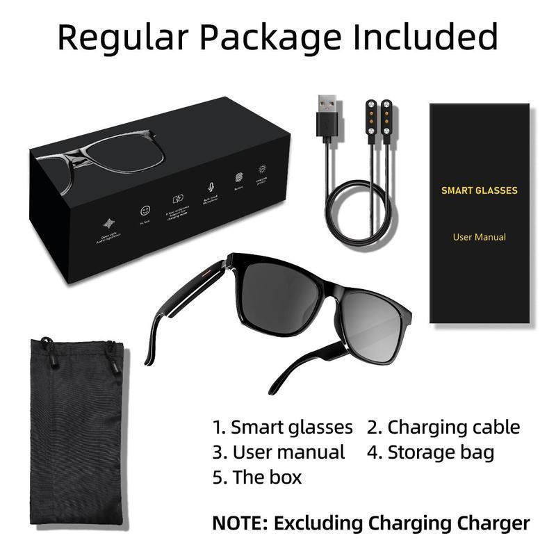 Smart Glasses, 1 Count Wireless Headphone Smart Glasses with Accessories, Eye Glasses Camera, Fashion Smart Sunglasses for Women & Men, BT Glasses with Mic, Summer Outing Essentials, Electronic Gadgets