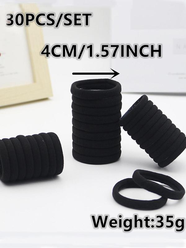 Solid Color Seamless Hair Ties, 30pcs set Medium Stretchy Hair Scrunchies, Durable Hair Rope Rings, Simple Hair Accessories for Women & Girls