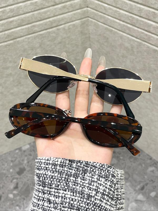 Women's Tortoise Oval Frame Sunglasses, Trendy Casual Sunglasses for Everyday Use, Fashion Accessories for Outdoor Activities