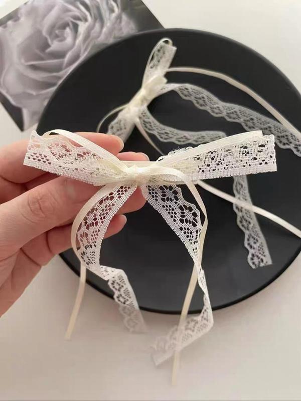 Elegant Trendy Lace Bowknot Decorative Hair Clips for Women, Summer Sweet Cute Bow Hair Clips for Girls, Fashionable Alloy Hair Accessories, 2024 Lovely Kawaii Accessories for Daily Wear