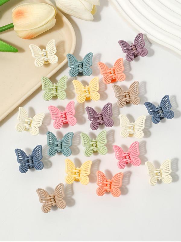 Random Color Cute Butterfly Design Hair Claws, Casual Versatile Hair Accessories for Women & Girls, Minimalist Headwear Suitable for Thick Hair
