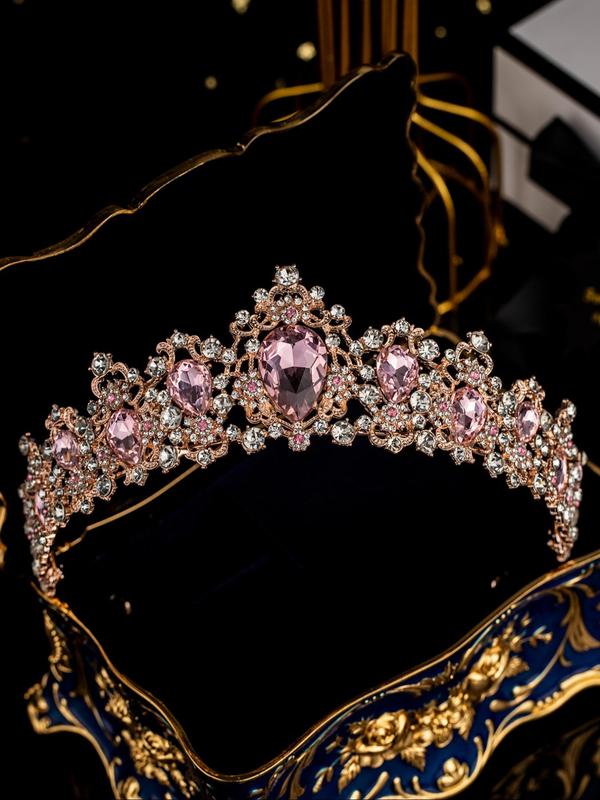  Temperament Artificial Gemstone & Rhinestone Decorated Crown, Elegant Bridal Headwear for Wedding Bridal, Fashion Accessories for Party