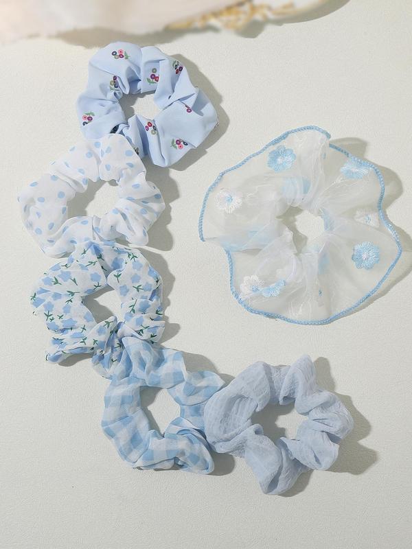 Women's Elegant Ditsy Floral Print Scrunchies, Casual Trendy Scrunchies, Fashionable Hair Accessories for Daily Use
