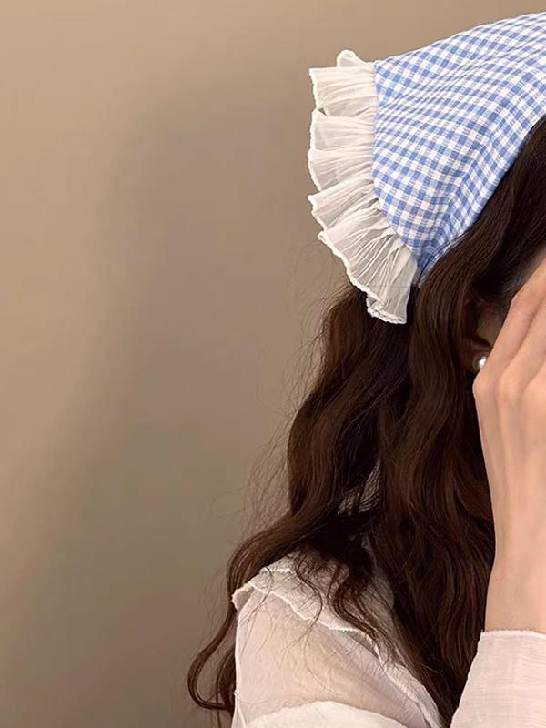 Cute Plaid Pattern Contrast Lace Headband, Summer Fashionable Headband for Women & Girls, Elegant All-match Fashion Accessories for Daily Wear