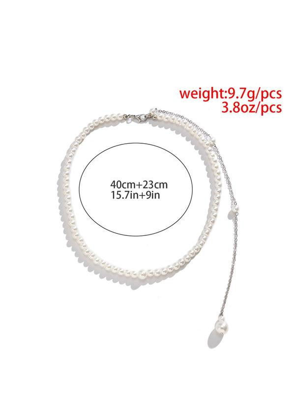 Women's Elegant Faux Pearl Decor Body Chain for Backless Clothing, Exquisite Trendy Beaded Necklace, Fashionable Body Jewelry for Party & Daily Clothing Decoration