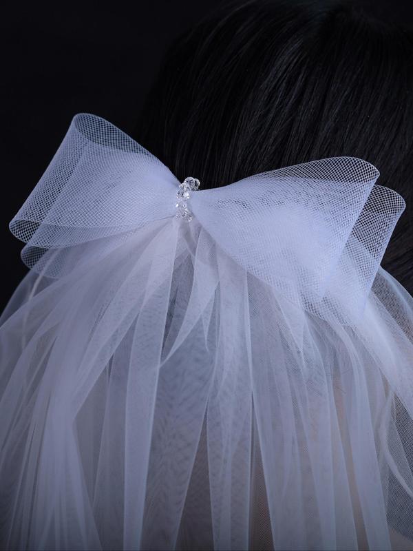 Bow Decorated Bridal Veil, Elegant Tiered Layer Bridal Veil for Wedding Party, Fashion Wedding Accessories for Women & Girls, Trendy Wedding Accessories for Birthday Gift
