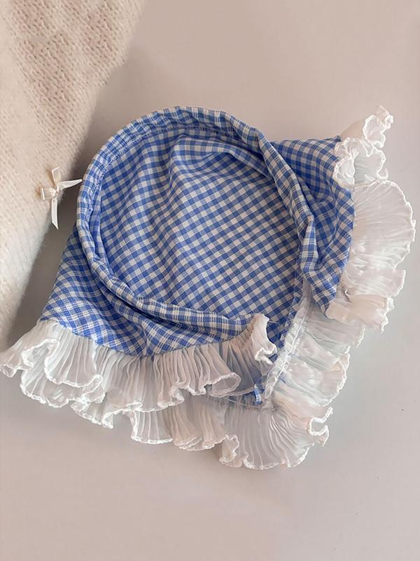 Cute Plaid Pattern Contrast Lace Headband, Summer Fashionable Headband for Women & Girls, Elegant All-match Fashion Accessories for Daily Wear