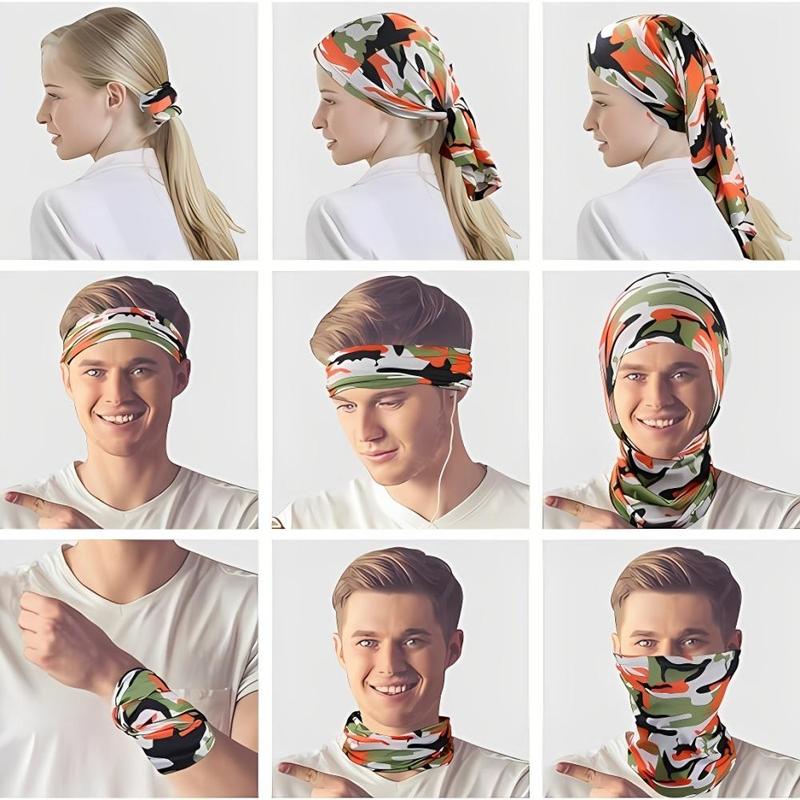 Camo Print Sports Headband, 4 6 8 Counts Windproof Breathable Neck Gaiter, Sports Headband for Men & Women, Outdoor Sports Accessories for Cycling Running