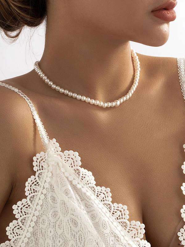 Women's Elegant Faux Pearl Decor Body Chain for Backless Clothing, Exquisite Trendy Beaded Necklace, Fashionable Body Jewelry for Party & Daily Clothing Decoration