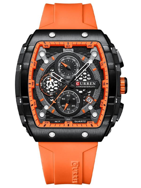 Men's Business Fashion Barrel Dial Quartz Watch,  Watches for Men, Casual Trendy Watch with Date Display Function, Fashionable Accessories for Daily Life As Gift without Box