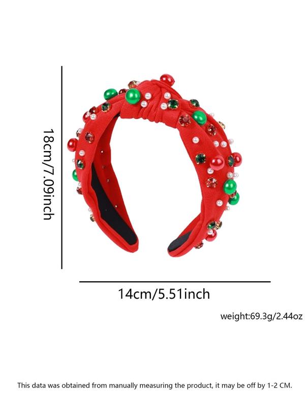 Faux Pearl Decorated Knot Design Hair Hoop, Elegant Rhinestone Decorated Hair Hoop for Women & Girls, Fashion Hair Accessories for Party, Daily Clothing Decor