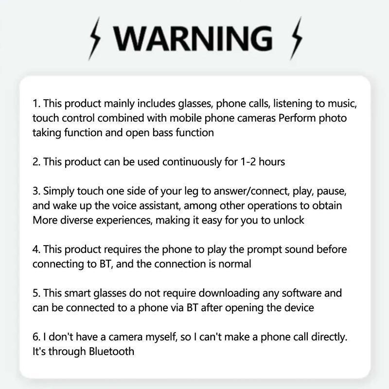 Smart Glasses, 1 Count Wireless Headphone Smart Glasses with Accessories, Eye Glasses Camera, Fashion Smart Sunglasses for Women & Men, BT Glasses with Mic, Summer Outing Essentials, Electronic Gadgets