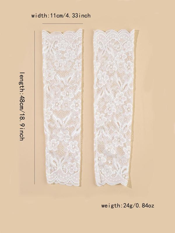 Women's Summer 2024 Fashion Lace Flower Design Arm Sleeves, Elegant Sun Protection Gloves for Women & Girls, Fashion Gloves for Party, Daily Clothing Decor