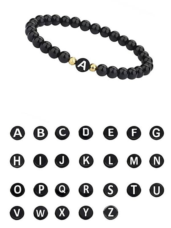 Women's Street Style Letter Design Beaded Bracelet, Simple Style Trendy Beaded Bracelet, Fashionable Jewelry for Women As Gift, Handmade Stretch Beaded Bracelets for Party Jewelry