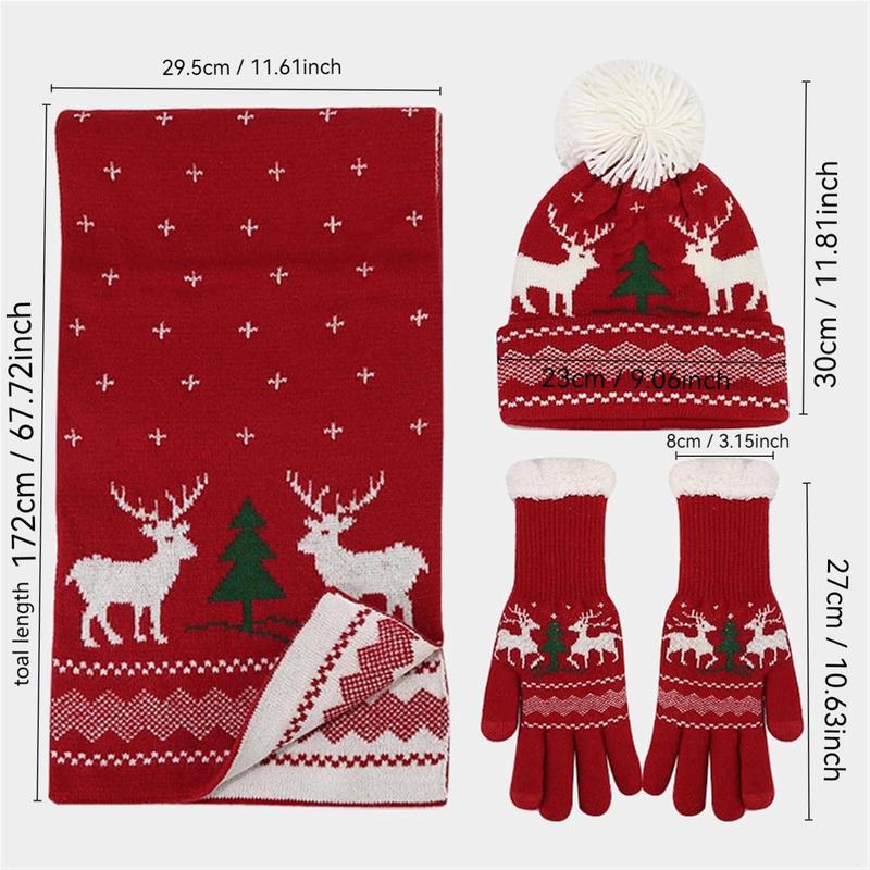 Women's Winter Protective Gear Set, 3 Counts set Winter Warm Hat & Scarf & Gloves, Touch Screen Gloves, Outdoor Sports Accessories for Women & Girls