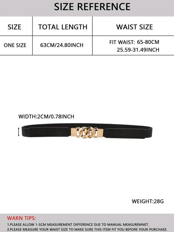 Women's Casual Plain Color Chain Decorated Skinny Belt,  Trendy Elegant Belt, Fashionable Waistband For Daily & Party Clothing Decoration