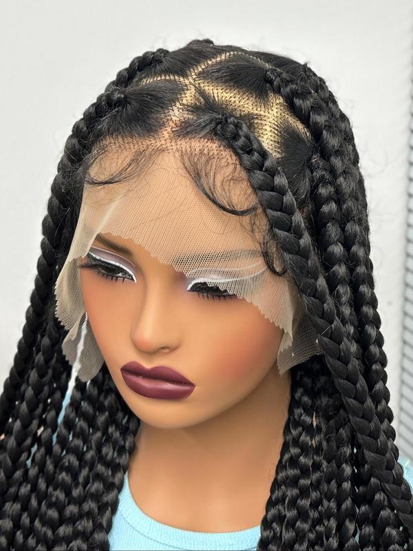 36 Inch Long Braided Lace Front Wigs for Women, Gorgeous Fluffy Wigs with Baby Hair, Synthetic Braided Full Lace Wigs for Party, Daily Use