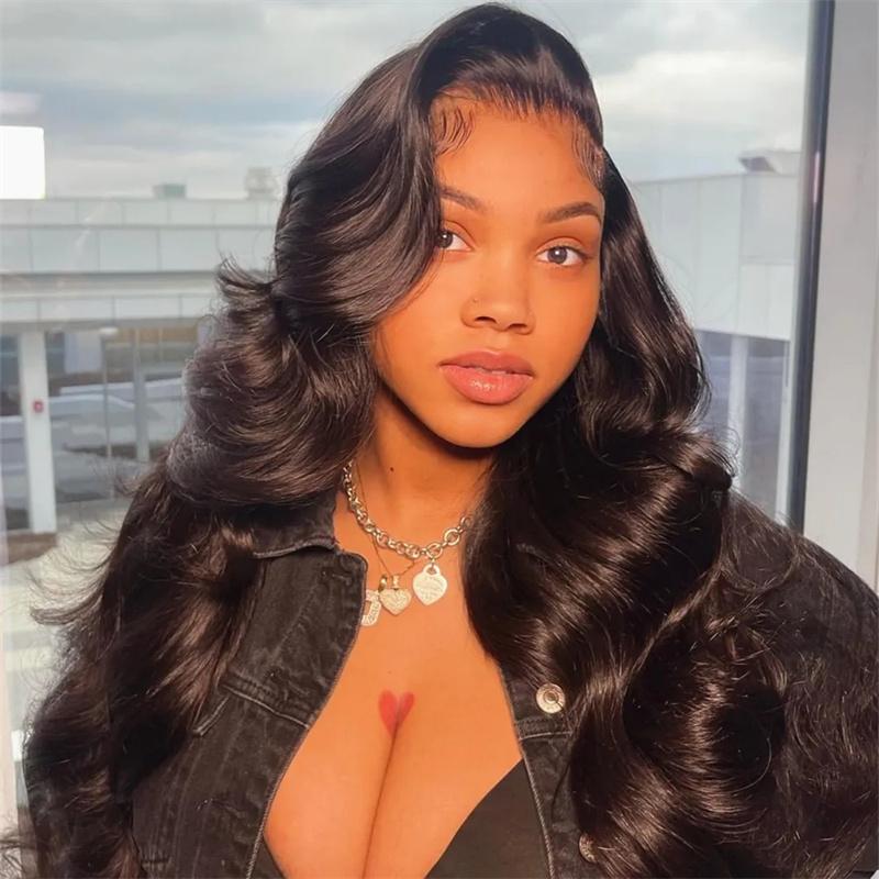 HD Transparent 13x4 13x6 Body Wave Lace Front Wig Pre Plucked Lace Frontal Wig Human Hair Wigs For Women Buy 1 Body Wave Wig Get 1 Pink Bag 1 HD Wig Cap 1 Brown Wig Cap and 1 Eyelashes