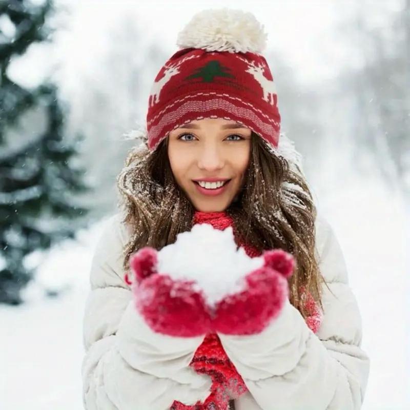 Women's Winter Protective Gear Set, 3 Counts set Winter Warm Hat & Scarf & Gloves, Touch Screen Gloves, Outdoor Sports Accessories for Women & Girls