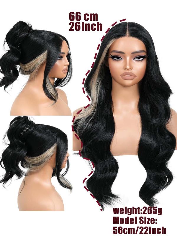 Women's 26inch Wavy Synthetic Lace Front Wigs for Daily, Cosplay, Costume Party, Striking Fluffy Glueless Wigs without Bangs for Party Hairstyle Decoration, Fall Outfits, Fall Freshness,  Cheap and Affordable Wigs