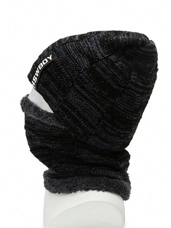 Unisex Letter Print Beanie Hat & Scarf Set, Casual Windproof Warm Knit Hat & Scarf for Fall & Winter, Fashion Accessories for Men & Women