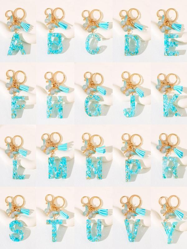 Initials Letter Keychain, Cute Butterfly Shaped Charm Keychain for Women & Girls, Fashion Accessories for Bag & Key Decoration