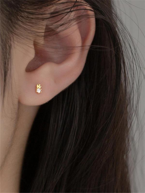 Women's Elegant Rhinestone Decor Stud Earrings, 1 Pair Trendy Minimalist Stud Earring, Chic Exquisite Jewelry for Daily & Party Decor