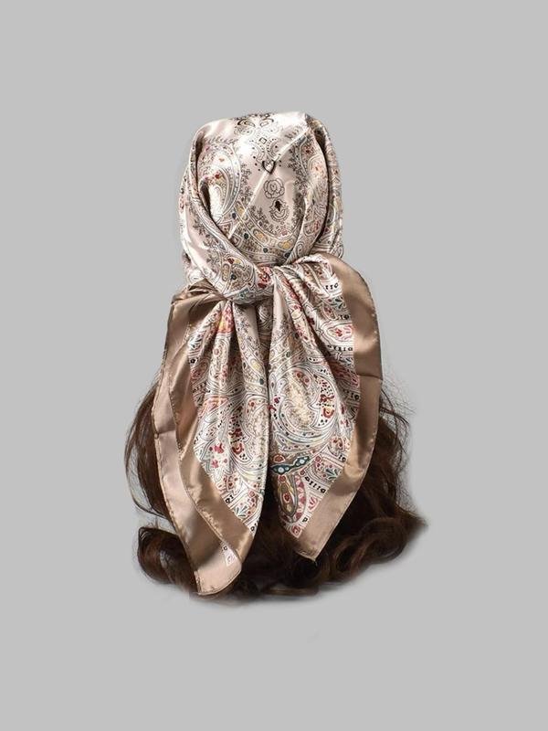Women's Elegant All Over Print Square Scarf, Fashionable Versatile Retro Shawl for Daily Life, Trendy All-match Vintage Accessories for Party & Daily Life