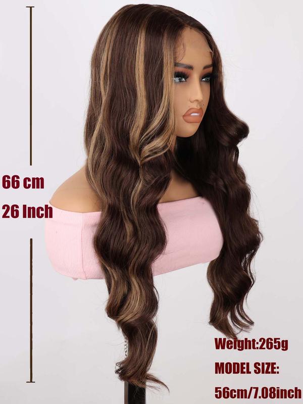 Women's 26inch Wavy Synthetic Lace Front Wigs for Daily, Cosplay, Costume Party, Striking Fluffy Glueless Wigs without Bangs for Party Hairstyle Decoration, Fall Outfits, Fall Freshness,  Cheap and Affordable Wigs