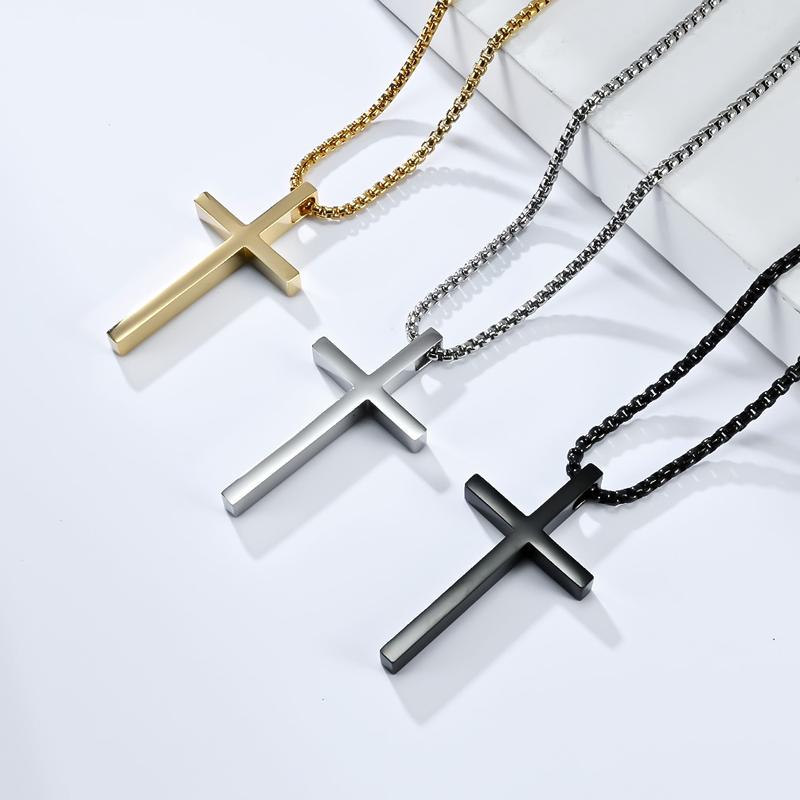 ORPHIC Viking Titanium Steel Cross  60cm Pendant Necklace For Unisex, Boyfriend Gifts，With Gift Box