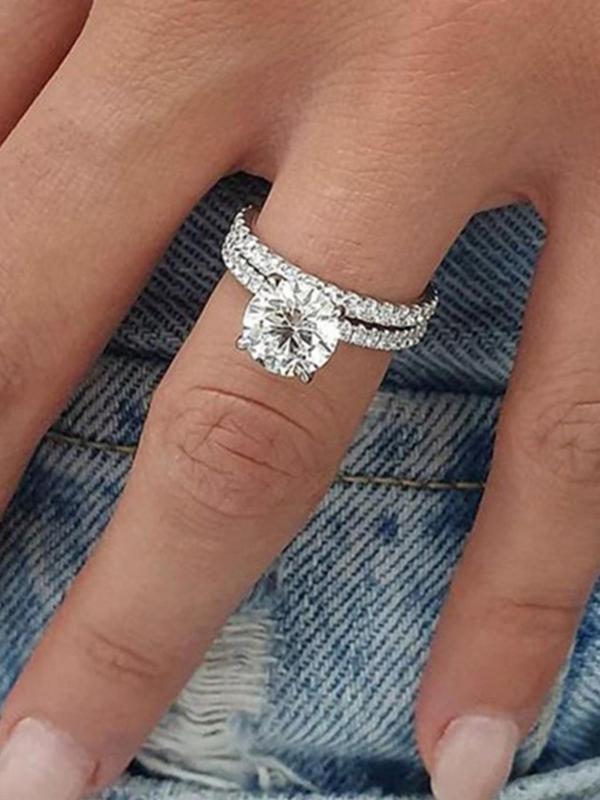 Women's Elegant Rhinestone Decorated Ring, Exquisite Trendy Ring, Fashionable Jewelry for Women As Gift