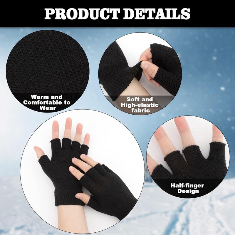 Fingerless Gloves for Women Men Winter Fingerless Mittens for Women Men Warm Knitted Gloves Typing Half Finger Gloves-