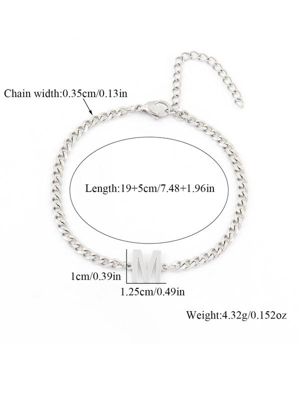 Men's Letter Design Link Bracelet, Fashion Jewelry for Party, Daily Clothing Decor, Trendy All-match & Exquisite Jewelry for Birthday Gift