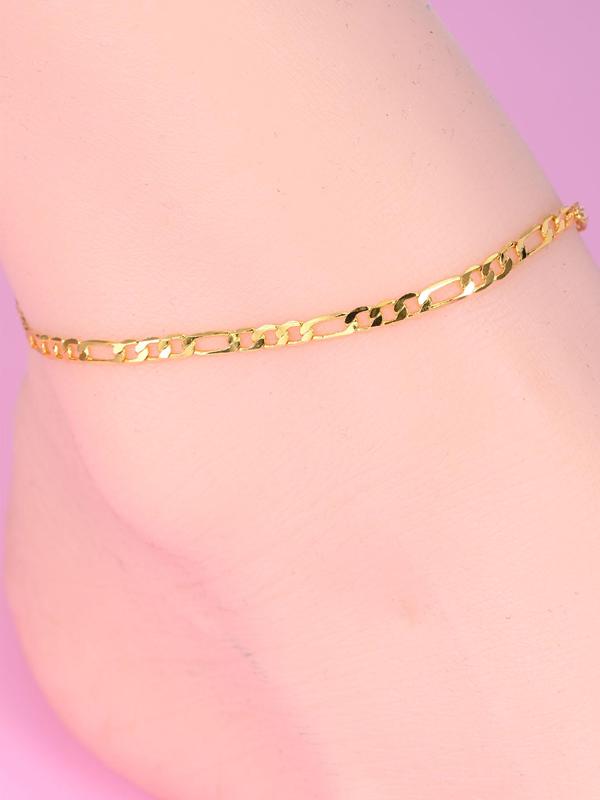 Simple Style Chain Anklet, Fashionable Stainless Steel Anklet for Women & Girls, Casual Adjustable Ankle Bracelet for Party, Daily Clothing Decor, Birthday Gift
