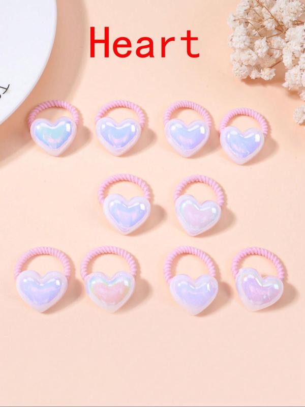 Cute Heart & Star & Bead Design Hair Ties, Faux Pearl Decor High Stretch Hair Ties, Fashion Hair Accessories for Women & Girls, Minimalist Headwear Suitable for Thick Hair