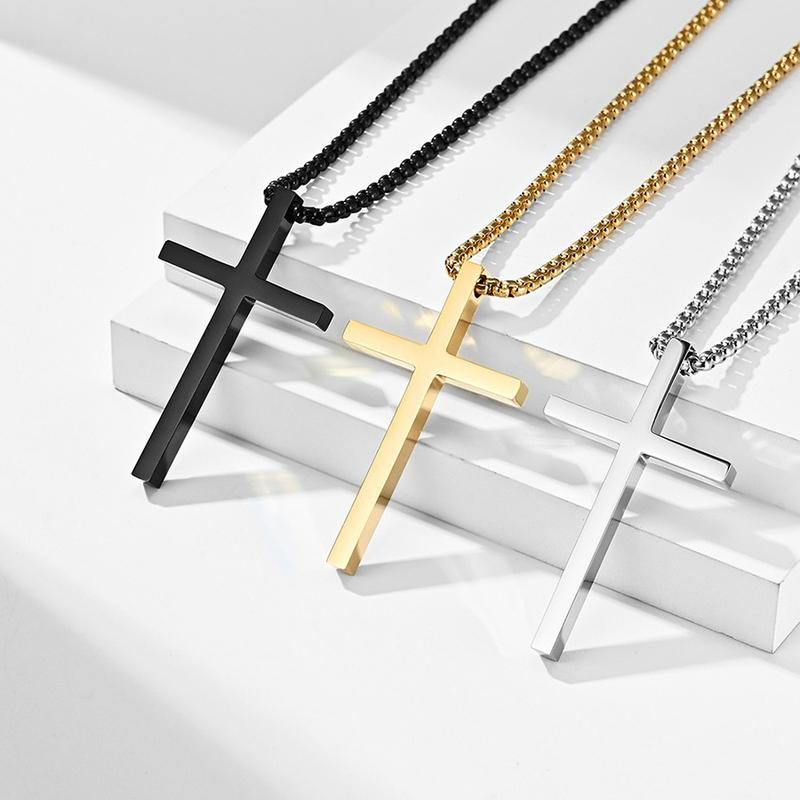 ORPHIC Viking Titanium Steel Cross  60cm Pendant Necklace For Unisex, Boyfriend Gifts，With Gift Box