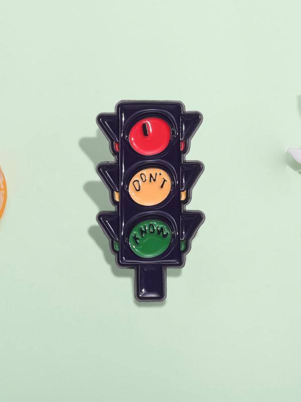 Creative Red Light & Green Light Design Brooch, Fashionable Clothes Accessories for Women & Men for Daily Clothing Decor, Exquisite Brooch for Birthday Gift