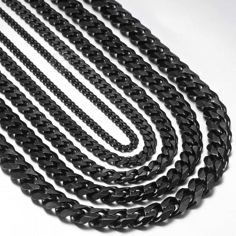 3 5 7 9 11mm Chains Necklace For Men Women Black Color Stainless Steel Curb Chain Mens Necklace Fashion Gifts