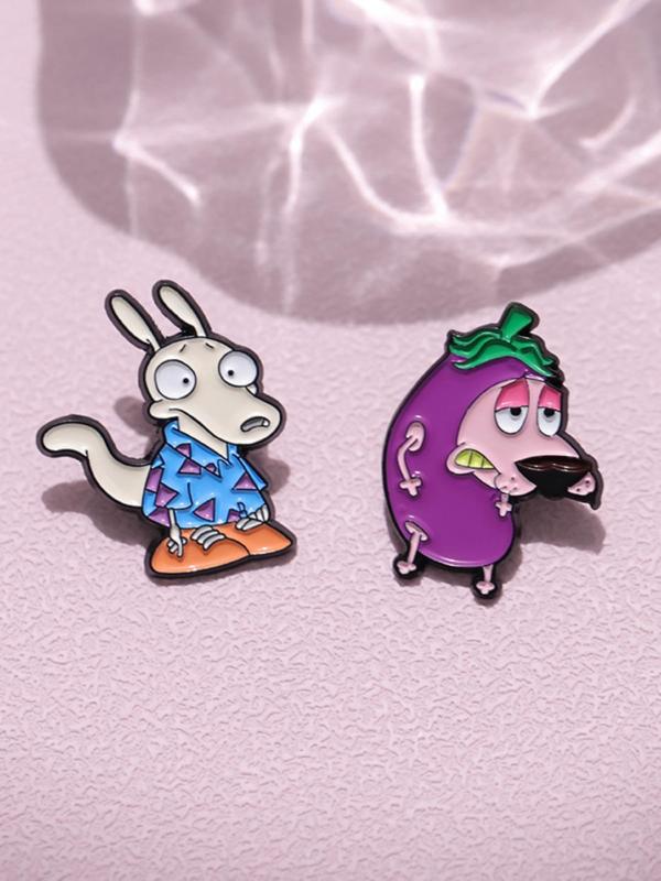 Cartoon Dog & Vegetable Design Brooch, Cute Cartoon Badge for Women & Men, Fashion Brooch for Daily Clothing Decor, Trendy All-match & Exquisite Brooch for Birthday Gift