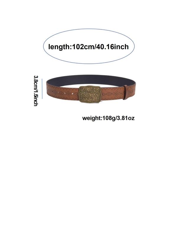 Vintage Ethnic Pattern Embossed Buckle Belt, Adjustable Western Belt for Women, Fashion Accessories for Daily Wear