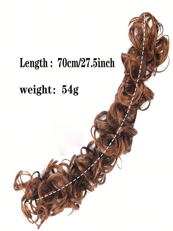 27.5 Inch Long Curly Hair Bun, Natural Fluffy Hair Bun, Synthetic Hairpiece for Women & Girls, Suitable for Daily Use, Party, Cosplay, Anime Or Costume Party