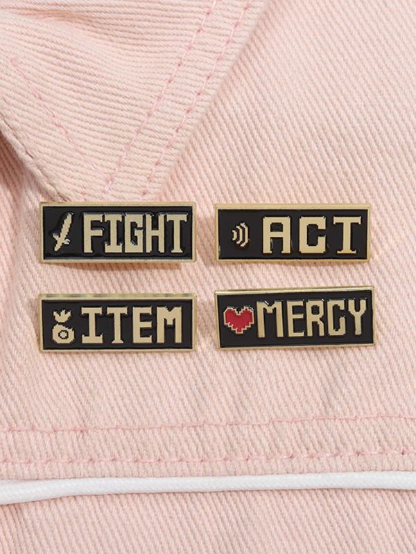 Letter Pattern Brooch, Fashionable Geometric Shaped Alloy Badge for Daily Clothing Decor, Trendy All-match & Exquisite Brooch for Birthday Gift