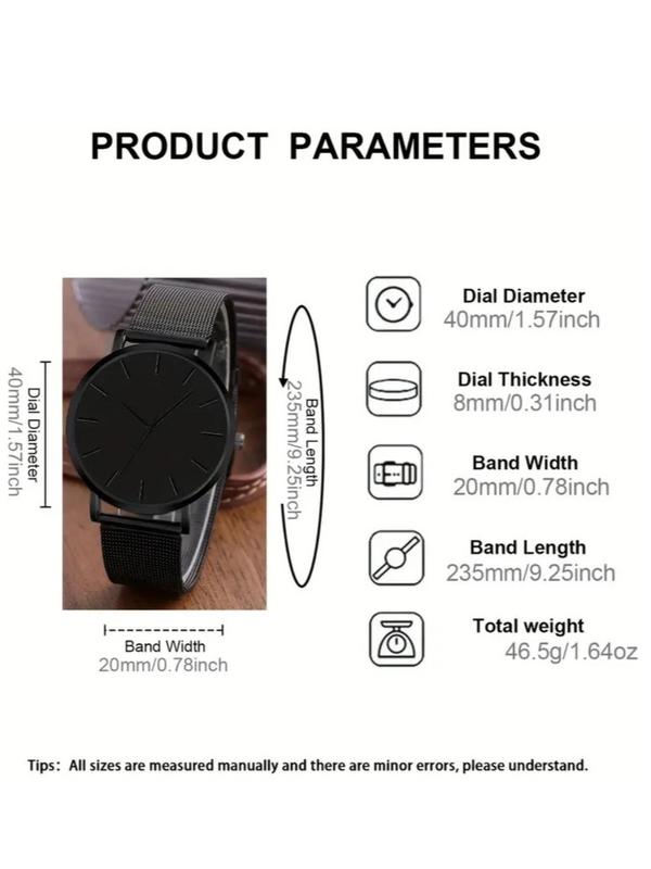 Men's Business Round Dial Quartz Watch & Braided Design Bracelet & Pendant Necklace Set, without Box, Trendy All-match & Exquisite Watch Set As Gift