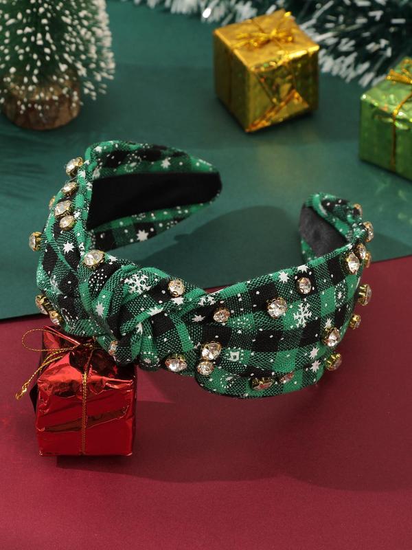 Faux Pearl & Rhinestone Decorated Knot Design Hair Hoop, Elegant Hair Accessories for Women & Girls, Trendy All-match & Exquisite Hairwear for Christmas