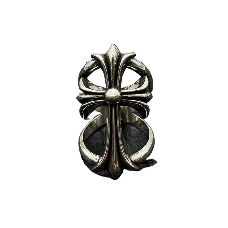 Punk retro hollowed out large cross ring, niche hip-hop ring, domineering classic men's personalized ring