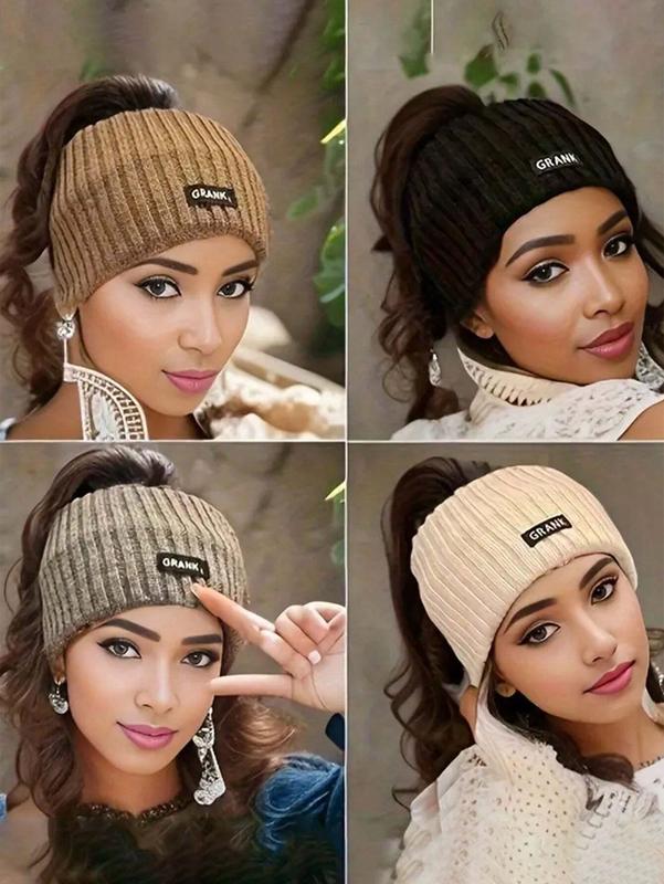 2pcs Women Knitted Ear Warmer Headbands, Solid Color Windproof Hair Accessories Halloween