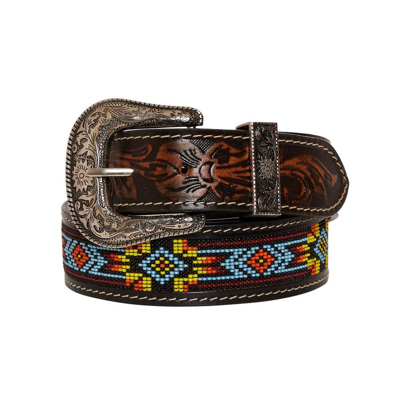 Polychrome Hand-Tooled Seed Bead Belt - Myra Bag