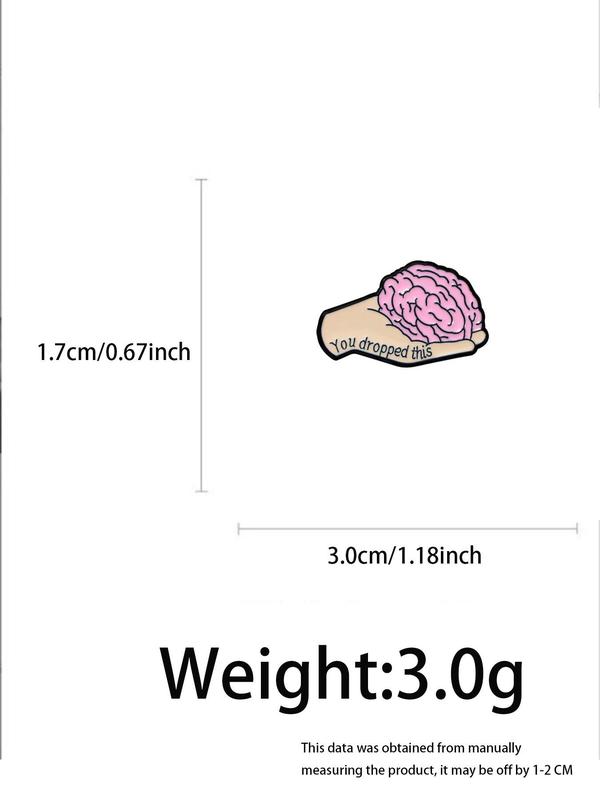 Cartoon Brain Design Brooch, Cute Letter Pattern Brooch, Fashion Accessories for Women & Men, Trendy All-match & Exquisite Brooch for Birthday Gift